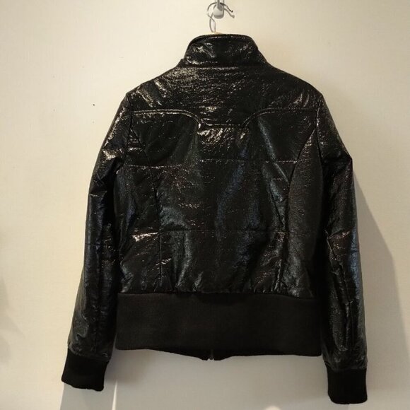 NWOT Sandwich Wet look Bomber Jacket Biker Moto Jacket vinyl look Mobwife Jacket - Picture 6 of 16